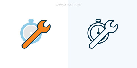 Fast repair icon for your website, logo, app, UI, product print. Fast repair concept flat Silhouette vector illustration icon. Editable stroke icons set. EPS f