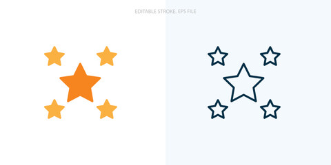 Five star icon for your website, logo, app, UI, product print. Five star concept flat Silhouette vector illustration icon. Editable stroke icons set. EPS file	