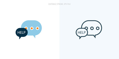Help Chat icon for your website, logo, app, UI, product print. Help Chat concept flat Silhouette vector illustration icon. Editable stroke icons set. EPS file	