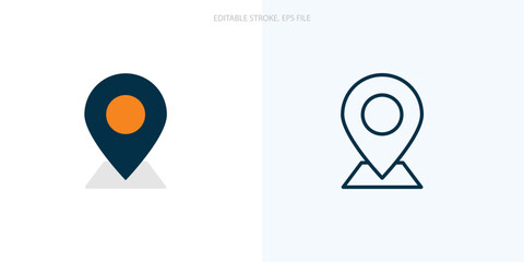 Location icon for your website, logo, app, UI, product print. Location concept flat Silhouette vector illustration icon. Editable stroke icons set. EPS file	