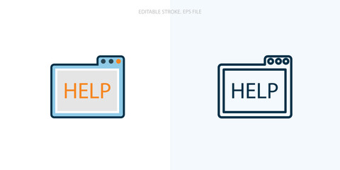 Online help icon for your website, logo, app, UI, product print. Online help concept flat Silhouette vector illustration icon. Editable stroke icons set. EPS file