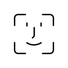 Scan Face ID Line Icon. Facial Recognition Linear Pictogram. Biometric Identification Technology Outline Symbol. Verification on Smartphone Symbol. Editable Stroke. Isolated Vector Illustration