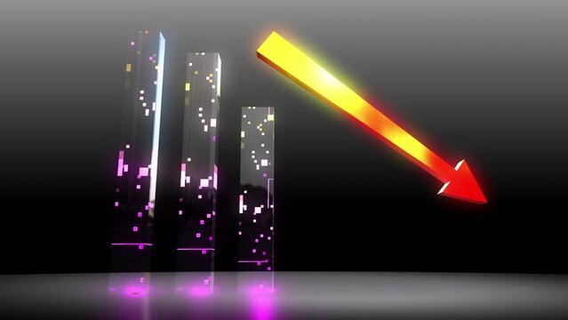 business chart falling down animation