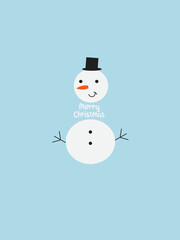Snowman icon flat style with christmas greeting