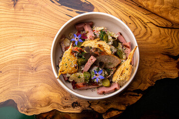 Bavarian salad with sausages