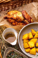 Grilled chicken with potatoes