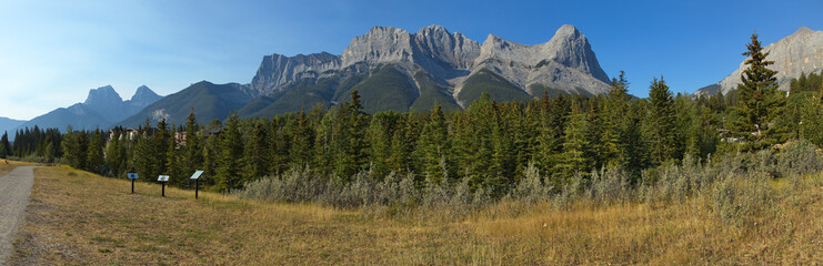 Mountain panorama at Bow River Loop Trail in Canmore,Alberta,Canada,North America

