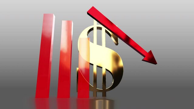 business chart falling down animation