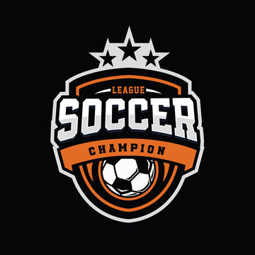 Soccer color Football Badge Logo Design Templates | Sport Team Identity Vector Illustrations isolated on black Background