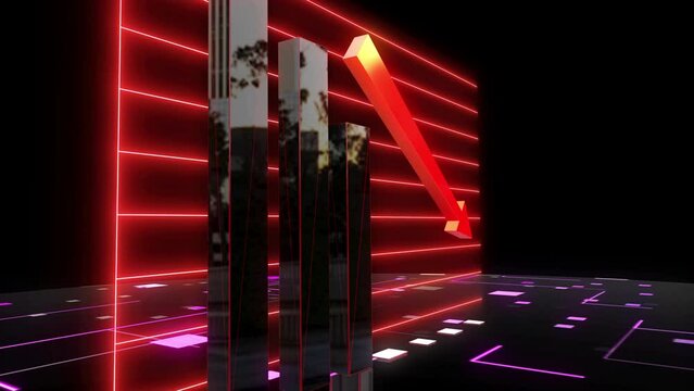 business chart falling down animation