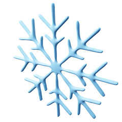 3d glossy light blue snowflake png design in light blue color