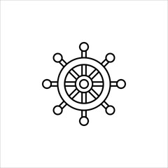 Ship steering wheel. Vector icon on white background. color editable