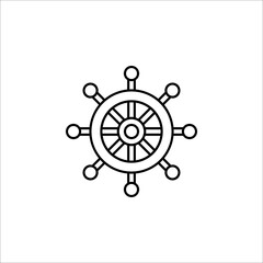 Ship steering wheel. Vector icon on white background. color editable