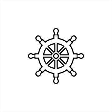 Ship steering wheel. Vector icon on white background. color editable