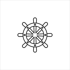 Ship steering wheel. Vector icon on white background. color editable