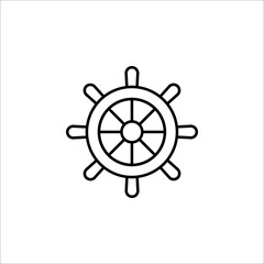 Ship steering wheel. Vector icon on white background. color editable