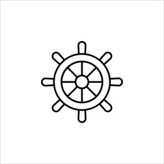 Ship steering wheel. Vector icon on white background. color editable