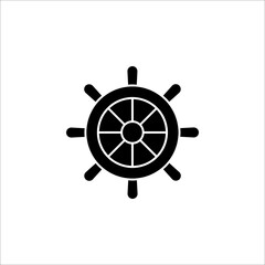 Ship steering wheel. Vector icon on white background. color editable