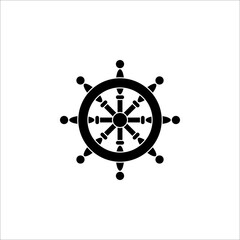 Obraz premium Ship steering wheel. Vector icon on white background. color editable