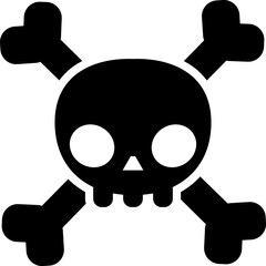 Danger icon. Skull, crossed bones 