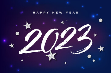 Blue greeting card for New Year 2023