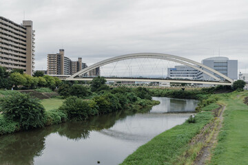 Suburban riverbed in Japan