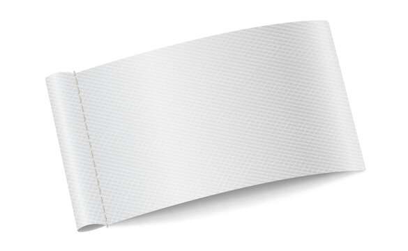 Blank white fabric label isolated on white background. Realistic eps file.