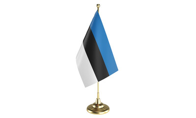 Estonia table flag on white background, 3d rendering, isolated