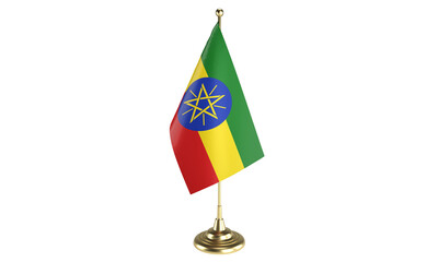 Ethiopia table flag on white background, 3d rendering, isolated