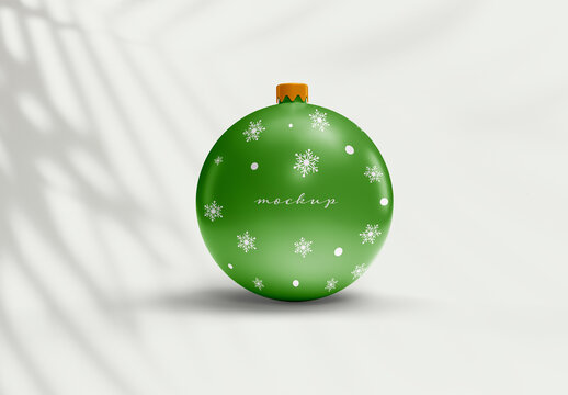 Single Christmas Ornament Mockup &ndash; Minimal Green Holiday Ball on White Background &ndash; Perfect for Festive Branding, Seasonal Packaging, and Christmas Campaigns