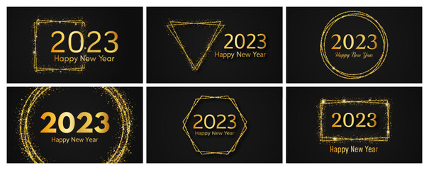 2023 Happy New Year gold background