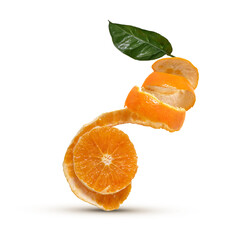 orange peel fruit isolated on white