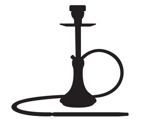 Black silhouette  of Turkish hookah in isolate on white background.Vector illustration.
