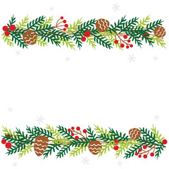 Christmas border with pine leaves and pine cone - 546830814