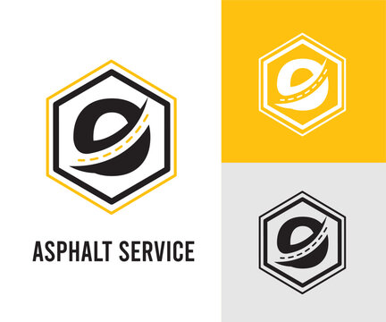 Initial O Letter with asphalt and paving symbol for asphalt logo and transport business design template