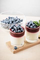 Gelatin dessert with blueberries.