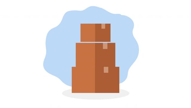 delivery service pile boxes animation