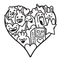 Heart Doodle Cute Valentine coloring page