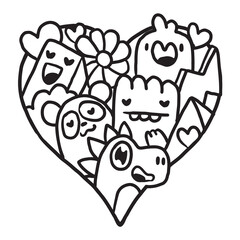 Heart Doodle Cute Valentine coloring page