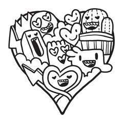 Heart Doodle Cute Valentine Coloring page