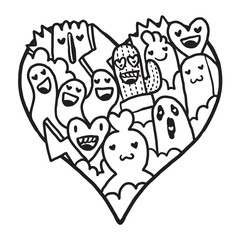 Heart Doodle Cute Valentine Coloring page