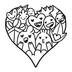 Heart Doodle Cute Valentine Coloring page