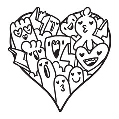 Heart Doodle Cute Valentine Coloring page