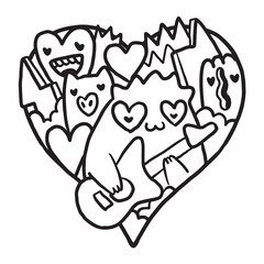 Heart Doodle Cute Valentine coloring page