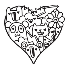 Heart Doodle Cute Valentine coloring page