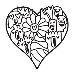 Heart Doodle Cute Valentine coloring page