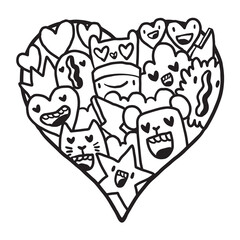 Heart Doodle Cute Valentine coloring page