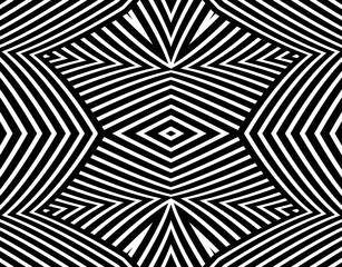 Abstract psychedelic stripes for digital wallpaper design. Line art pattern. Monochrome design. Vector print template. Geometry curve lines pattern. Futuristic concept