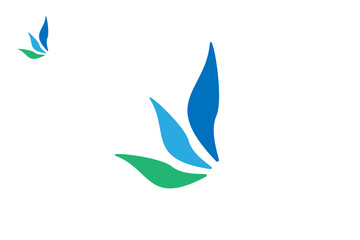 life leaf pieces green blue eco logo design