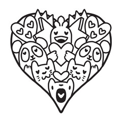 Heart Doodle Cute Valentine coloring page